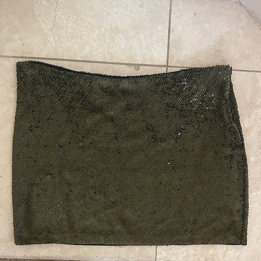Haute Hippie Dark Green Sequin Mini Skirt